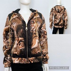 NWT WOMEN QUILTED JACKET FLORAL/ANIMAL PRINT HOODED‎ ZIPPED PADDED BOMBER LINED
